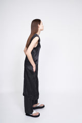 Sleeveless V-Neck Silk Dress with Relaxed Fit and Minimalist Aesthetic for Effortless Style