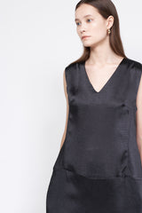 Sleeveless V-Neck Silk Dress with Relaxed Fit and Minimalist Aesthetic for Effortless Style
