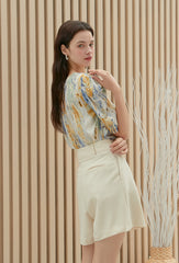 High-Waisted Linen Shorts with Pleated Front and Tailored Belt Loops