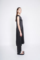Sleeveless V-Neck Silk Dress with Relaxed Fit and Minimalist Aesthetic for Effortless Style