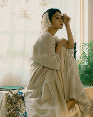 Beverly Linen Cotton Long Sleeve Maxi Dress