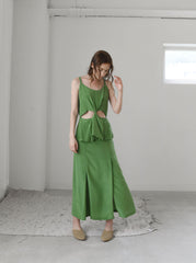 Silk Midi Skirt With Flowing Panels And Subtle Front Slit For Modern Elegance