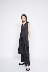 Sleeveless V-Neck Silk Dress with Relaxed Fit and Minimalist Aesthetic for Effortless Style