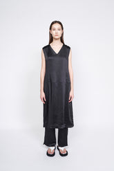 Sleeveless V-Neck Silk Dress with Relaxed Fit and Minimalist Aesthetic for Effortless Style