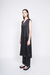 Sleeveless V-Neck Silk Dress with Relaxed Fit and Minimalist Aesthetic for Effortless Style
