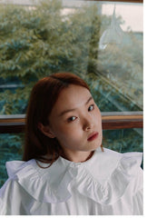 Cotton Poplin Shirt with Ruffled Oversized Collar and Voluminous Puff Sleeves