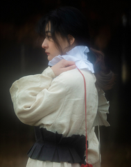 Bufanda plisada de lino y algodón