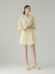 High-Waisted Linen Short Skirt with Box Pleats and Tailored A-Line Silhouette