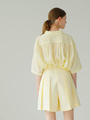 Relaxed Fit Linen Shirt with Half Sleeves and Lightweight Draping Design