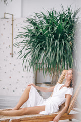 Elegant Wrap-Style Midi Dress in Pure Linen with Cap Sleeves and Waist Tie