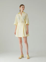 Relaxed Fit Linen Shirt with Half Sleeves and Lightweight Draping Design