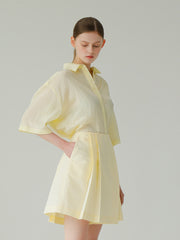 Relaxed Fit Linen Shirt with Half Sleeves and Lightweight Draping Design