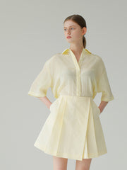 Relaxed Fit Linen Shirt with Half Sleeves and Lightweight Draping Design