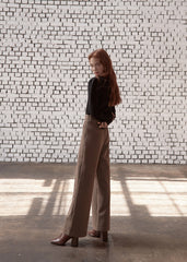 High-waisted wide-leg trousers for women made from breathable linen blend with clean tailored finish