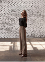 High-waisted wide-leg trousers for women made from breathable linen blend with clean tailored finish