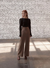 High-waisted wide-leg trousers for women made from breathable linen blend with clean tailored finish