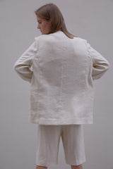 High-Rise Tailored Linen Shorts for Women with Relaxed Fit and Soft Textured Weave