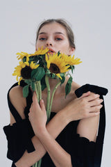 Linen Blouse With Shoulder Tie Straps And Ruffled Off-Shoulder Sleeve Detail