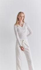 Wide-Leg Linen Pants with Elastic Back Waist and Front Pockets for Effortless Everyday Comfort