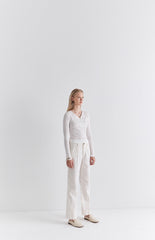 Wide-Leg Linen Pants with Elastic Back Waist and Front Pockets for Effortless Everyday Comfort