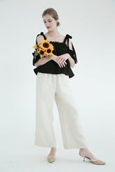 High-Waisted Wide-Leg Linen Pants with Relaxed Fit and Soft Natural Texture