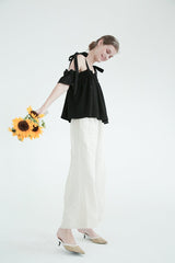 High-Waisted Wide-Leg Linen Pants with Relaxed Fit and Soft Natural Texture