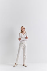 Wide-Leg Linen Pants with Elastic Back Waist and Front Pockets for Effortless Everyday Comfort