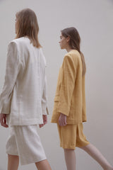 High-Waisted Tailored Linen Shorts with Relaxed Fit and Clean Hem for Elevated Comfort