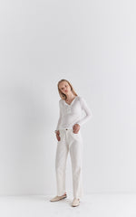 Slim Fit Long Sleeve Cotton Top with Buttoned Henley Neckline for Everyday Layering