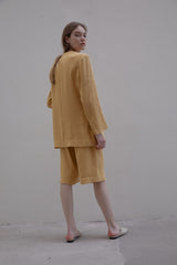 High-Waisted Tailored Linen Shorts with Relaxed Fit and Clean Hem for Elevated Comfort