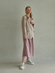 Women's Tailored Linen Blazer – Lightweight Single-Breasted Jacket with Structured Fit