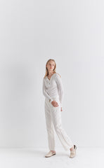 Slim Fit Long Sleeve Cotton Top with Buttoned Henley Neckline for Everyday Layering