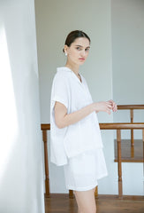 High-Waisted Linen Shorts With Drawstring Waist and Relaxed Fit for Everyday Summer Wear