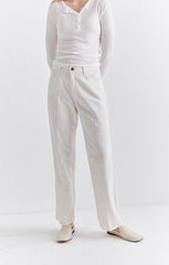 Slim Fit Long Sleeve Cotton Top with Buttoned Henley Neckline for Everyday Layering