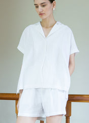 High-Waisted Linen Shorts With Drawstring Waist and Relaxed Fit for Everyday Summer Wear
