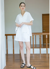 High-Waisted Linen Shorts With Drawstring Waist and Relaxed Fit for Everyday Summer Wear