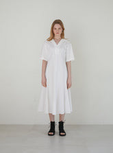 Elegant V-Neck Linen Midi Dress with Belted Waist and Puff Sleeves for Women