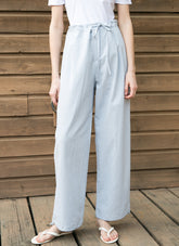 High-Waisted Wide-Leg Linen Pants With Adjustable Waist Tie and Relaxed Fit for Everyday Comfort