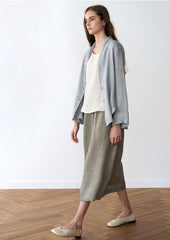 Women's Mid-Length Linen Skirt – High-Waisted A-Line Silhouette with Soft Natural Drape