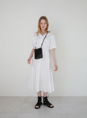 Elegant V-Neck Linen Midi Dress with Belted Waist and Puff Sleeves for Women