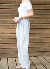 High-Waisted Wide-Leg Linen Pants With Adjustable Waist Tie and Relaxed Fit for Everyday Comfort