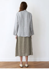 Women's Mid-Length Linen Skirt – High-Waisted A-Line Silhouette with Soft Natural Drape