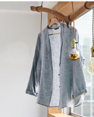 Women's Lightweight Linen Blouse – Button-Front Long Sleeve Top with Relaxed Draped Fit
