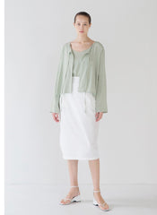 High-Waisted Midi Linen Skirt with Tailored Pleats and Clean Front Panel for Refined Summer Style