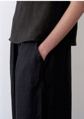 Women's Sleeveless Linen Blouse – Lightweight Scoop Neck Tank Top with Relaxed Fit