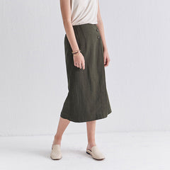 Relaxed Fit Linen Shirt Dress with Button Front and Midi Length for Everyday Elegance