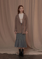 Mid-Length Linen Skirt with Flared Hemline and Tailored Waistband for Chic Feminine Silhouette