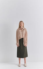 Relaxed Fit Linen Shirt Dress with Button Front and Midi Length for Everyday Elegance