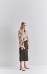 Relaxed Fit Linen Shirt Dress with Button Front and Midi Length for Everyday Elegance