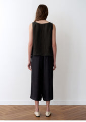 Women's Cropped Wide-Leg Linen Pants – High-Rise Lightweight Trousers with Relaxed Fit